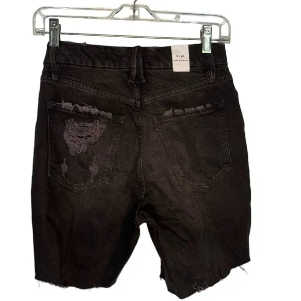 Good American Good 90s High Rise Raw Hem Icon Short in‎ Black Size 0/25 NWT - Image 8