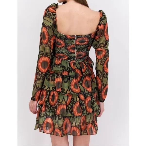 NWT Beulah Style Naiya Floral Dress XS Green Garden Party Fall Ruffle Wedding - Image 3
