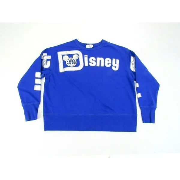 Spirit Jersey Walt Disney World Blue Womens Medium Shirt‎ Long Sleeve Silver Spellout - Image 2