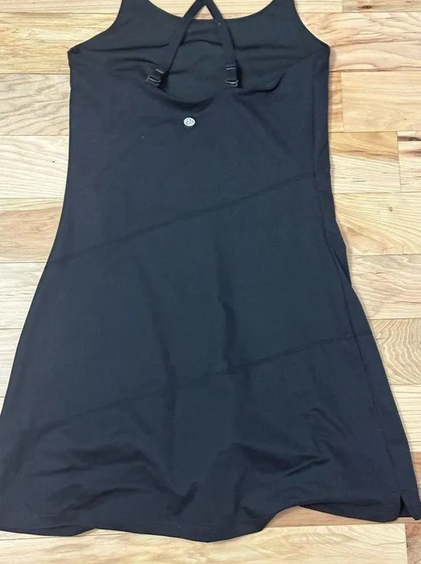 Zella Womens Tennis Dress Black Stretch Scoop Neck Spaghetti Strap Solid XS New - Image 8
