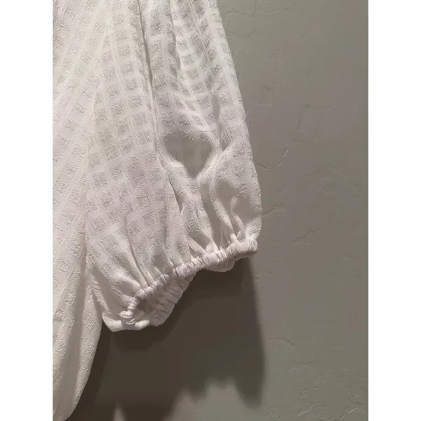 Vestique White‎ V-Neck Tiered Mini Dress Size Small Babydoll Bridal Beach - Image 4