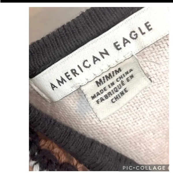 American Eagle Crochet Knit Mini Dress Dusty Stripe Boho Beach Cover-Up Size M - Image 5