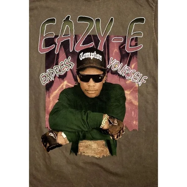 Eazy E Express Yourself Vintage Style Unisex T Shirt Short Sleeve Small Brown - Image 3