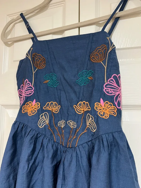 Fabrik Dress cornflower blue embroidered mini dress‎ size small - Image 2