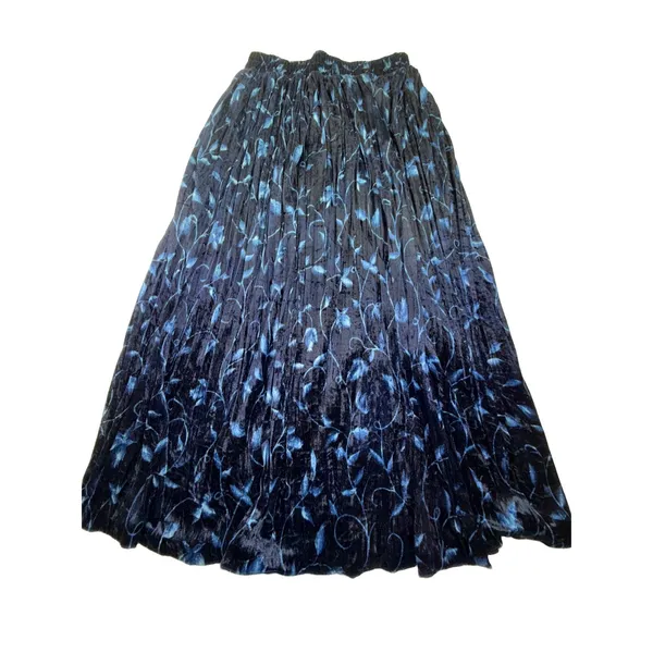 Vintage 1990s Stonebridge blue Floral velvet Satin denim Vest & Skirt Set Size S - Image 8