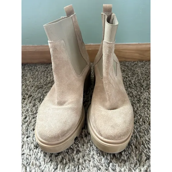 António De Faria Tara Suede Chelsea Ankle Boots Beige Women's US 8 EU 39 - Image 2