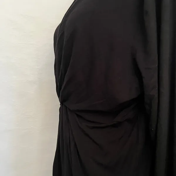 Kenarr Faux Wrap Knit Womens Top Sz L Y2K Minimal Black V-Neck Long Sleeve= - Image 13