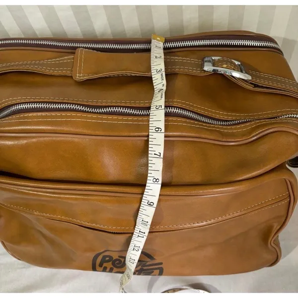 Vintage Peter Hantz Caramel Brown Faux Leather Travel Bag Shoulder Duffle - Image 7