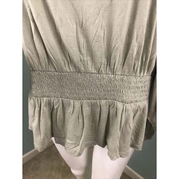 NWT Women's Ann Taylor Smocked Square Neck Puff Sleeve Blouse Top Sage Sz Large - Image 7
