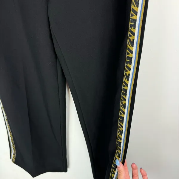Zara Wide Leg Side Tape Stripe Pants Trouser Sz Medium Black - Image 10