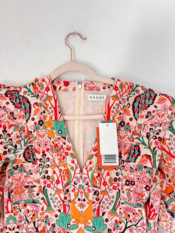 NWT Rhode Millie Mini‎ Dress Aura Jungle Print 100% Organic Cotton Size 2 - Image 5