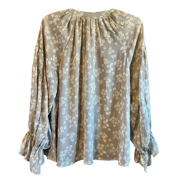 Blu Pepper‎ Size M Emily Khaki Floral Long Sleeve Boho Blouse Tan-Fall Fashion - Image 6