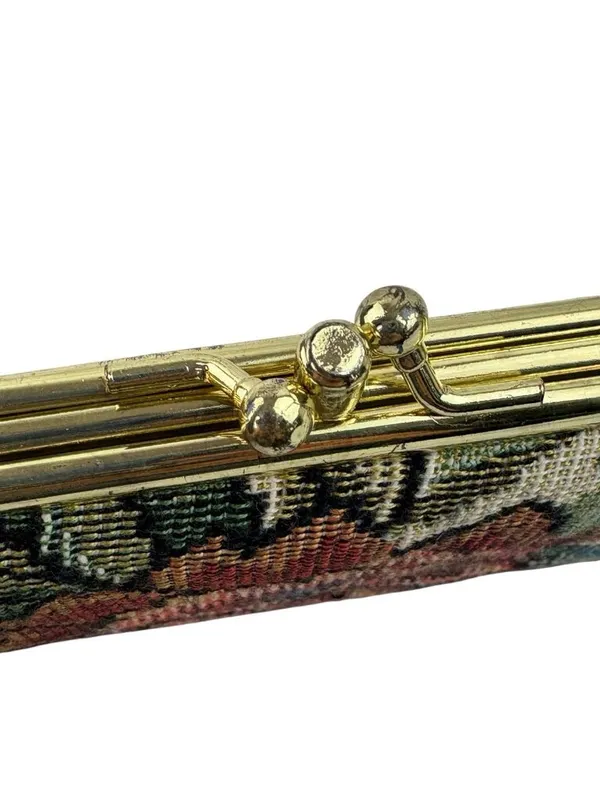 *Vintage Floral Tapestry Wallet Kisslock Bi-Fold Credit Card Check Book - Image 9