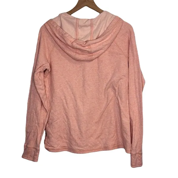 Women's Carhartt Fresh Peach Heather Pondera hooded Henley Shirt size medium - Image 6