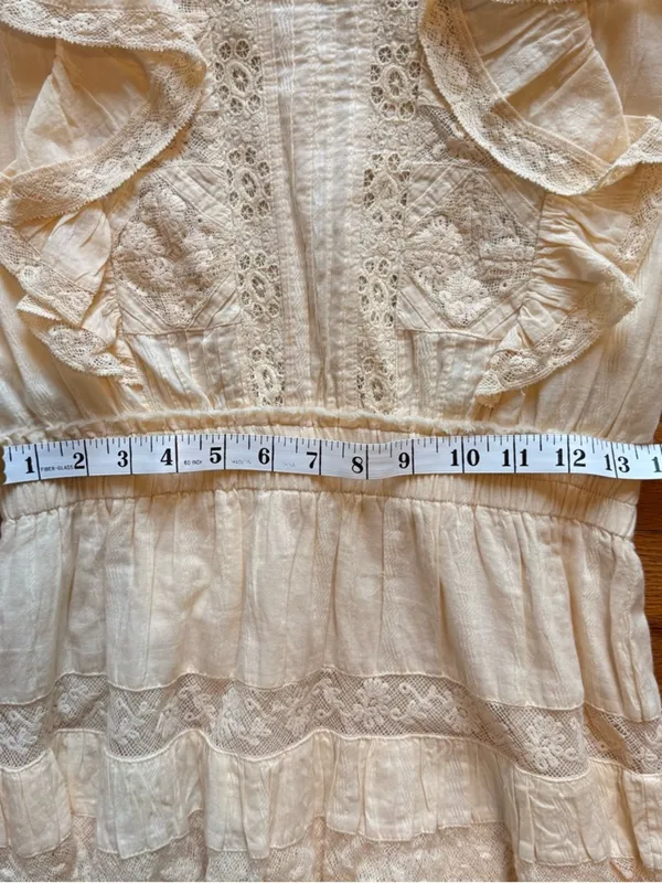 LoveShackFancy Santorini Mini Dress Small Cream Ivory Lace Ruffle Cottagecore‎ - Image 10