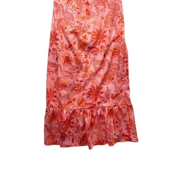 Cinq a Sept Mckenna Paisley Floral Ruffle Midi Dress Pink Orange Size 6 - Image 9