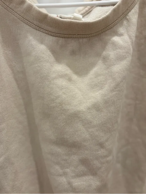 Anthropologie Cream Cropped Elastic-Hem Sweatshirt Size Medium - Image 4