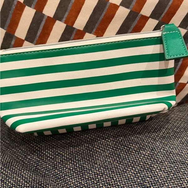 Mario Badescu Emerald Green and White Striped Pouch - Image 3