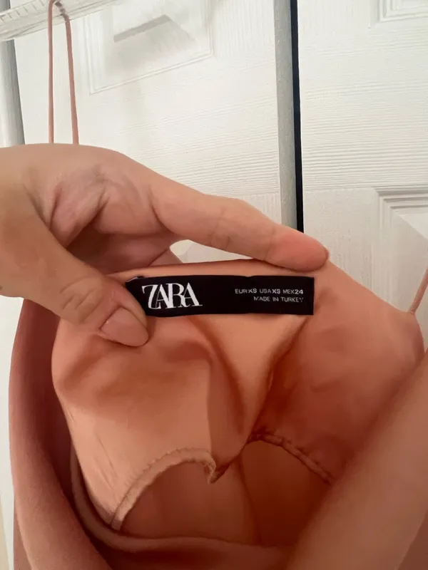 Zara color block satin side slit dress size S - Image 3