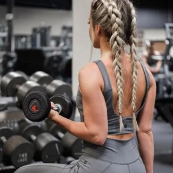 Paragon Fitwear Cristina Capron Sports Bra Low V-Back Sports Bra Grey VEUC - Image 2