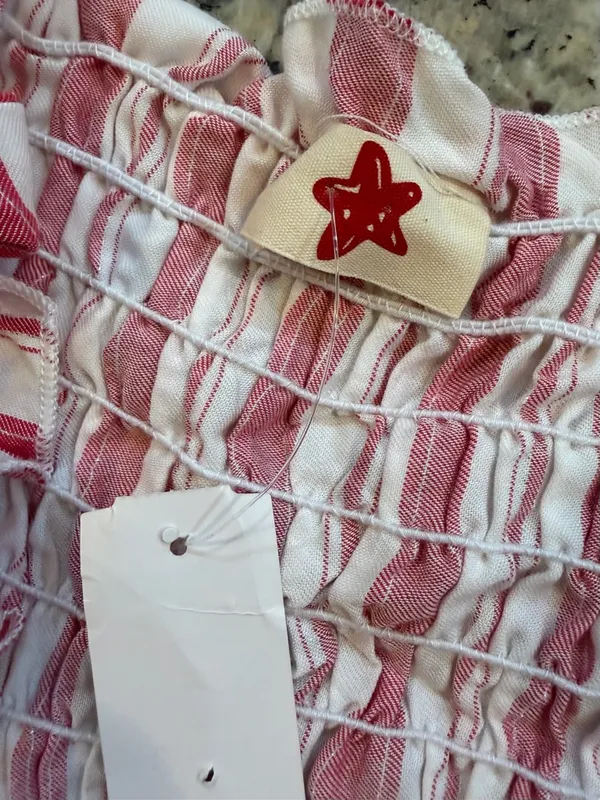 Red and White Smocked Stripe Tank - Image 4