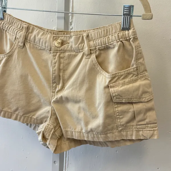 PacSun Women's‎ Low Rise E-Waist Cargo Shorts Tan Khaki Size S Contemporary Y2K - Image 3