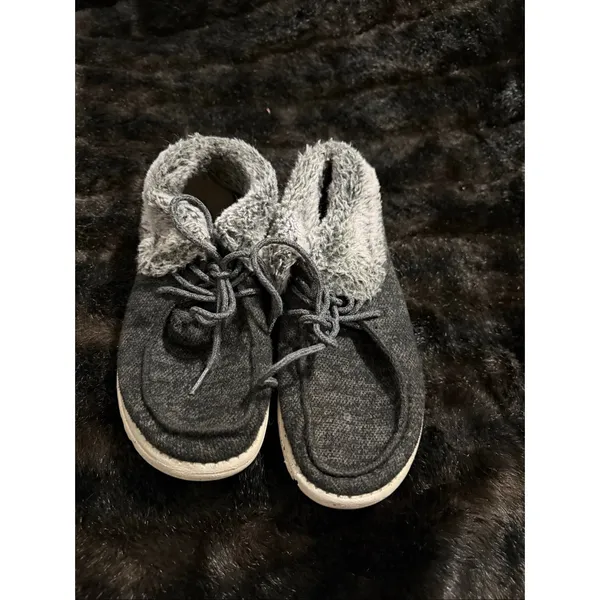 Hey Dude Britt Boots Dark Gray Faux Fur Lined Chukka Moccasin Sneakers Size 9 - Image 2
