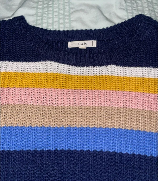 Navy Striped Oversized Sweater Multiple - Image 5