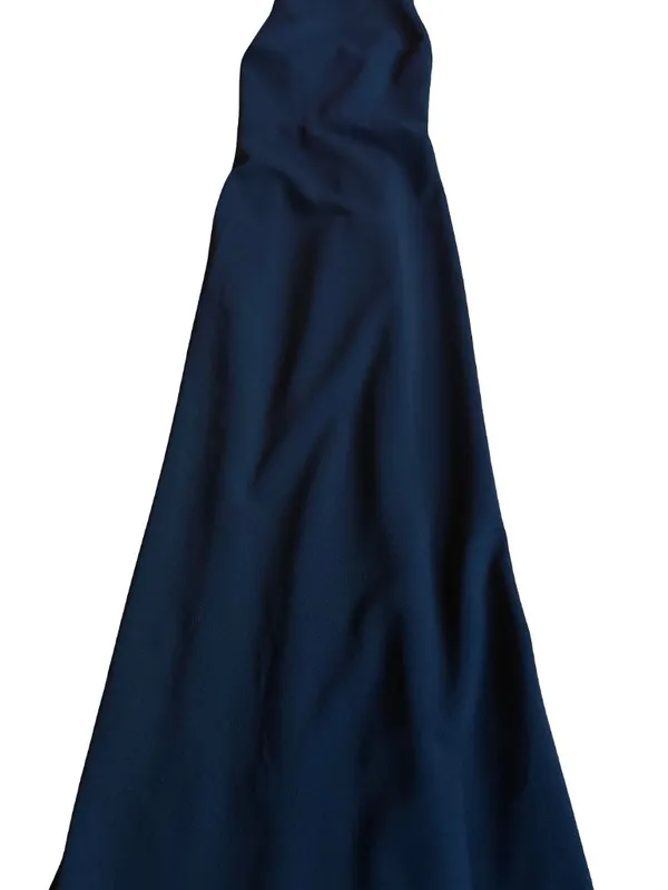 BHLDN Navy Halter Crisscross Back Pleated Maxi Dress Gown Evening Size 4 Women's - Image 5