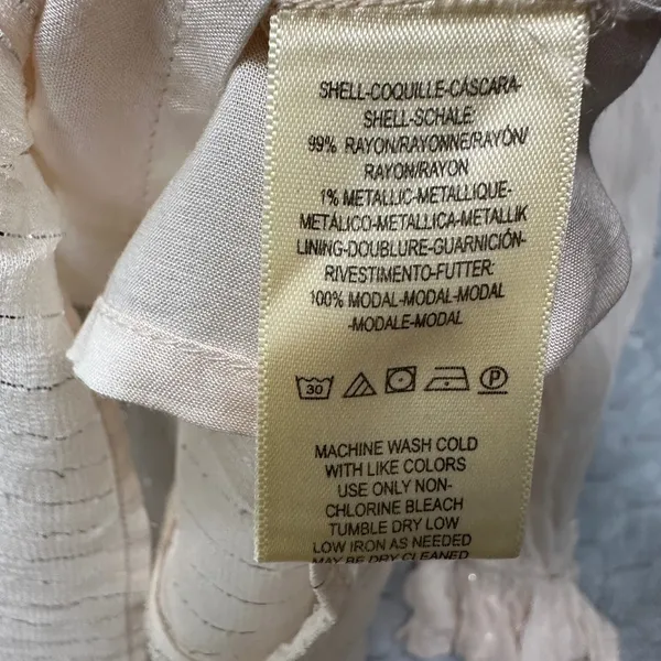 Maeve Anthropologie Ruffle Tunic Blouse Top Size 6‎ Beige Metallic Stripes NEW - Image 6