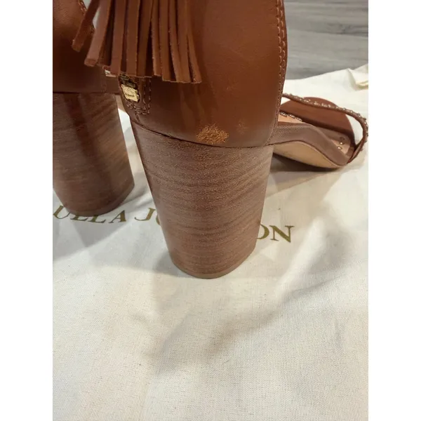 Ulla Johnson Studded Leather Block Heel Sandals Brown EU 37 US 7 Tassel Zip - Image 7