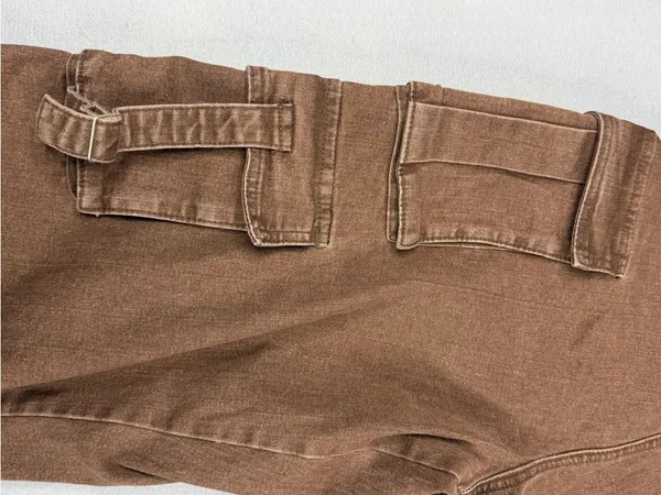 Fourteen Twelve Strapless Cargo Jumpsuit M Brown Belted Wide Leg Utility Y2K - Image 3