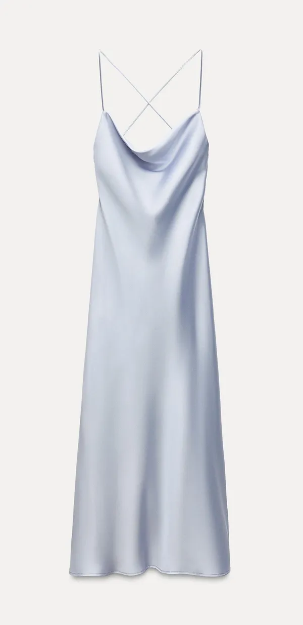 Zara dress wedding maxi slip midi satin effect baby blue coctail party date coctail - Image 6
