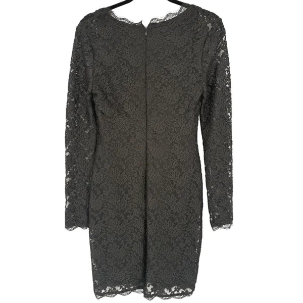 Adrianna Papell Black Lace Long Sleeve Sheath Dress Size 4 Whimsigoth Romantic - Image 4