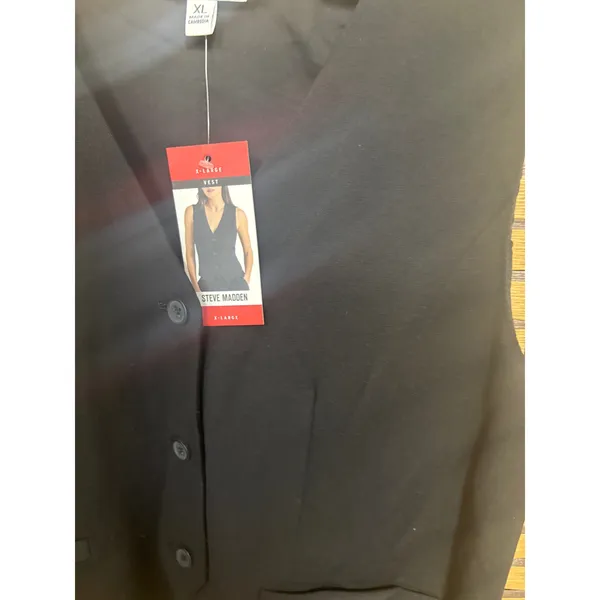 Steve‎ Madden Black Button Front Vest SIze XL - Image 7