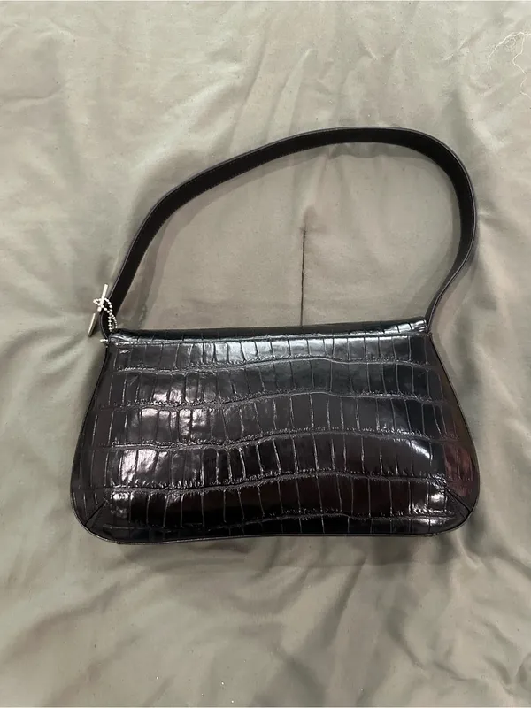 Reaction Kenneth Cole Black Croc-Embossed Shoulder Bag - Image 2