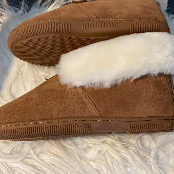 Sickafus Sheepskins Real Sheepskin Ladies Booties Size 8 Tan New - Image 7