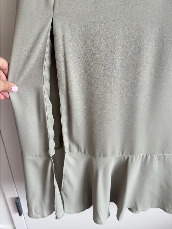 Show Me Your Mumu NWOT Claire Midi Dress Sage Green Tie Strap Side Slit Dress S - Image 10