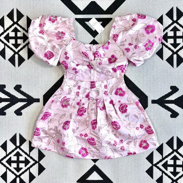 Vici Marie Anne Floral Puff Sleeve Cutout Mini Dress Medium - Image 7