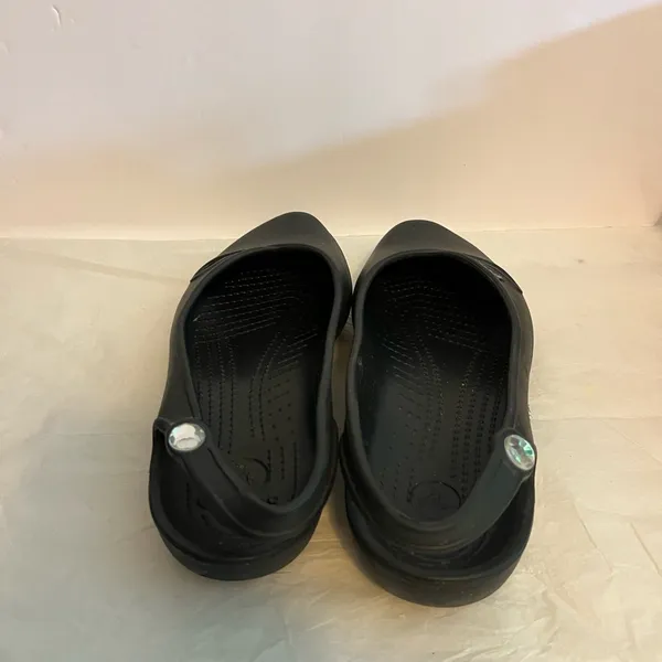 Crocs Womens Slip On Slingback‎ Ballet Flat W/Gem Round Toe Beach Black Sz 7w - Image 6