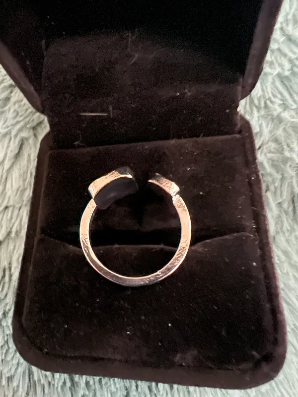 Women’s Stainless Steel Silver Faux Emerald Adjustable Band Size 7-9 - Image 3