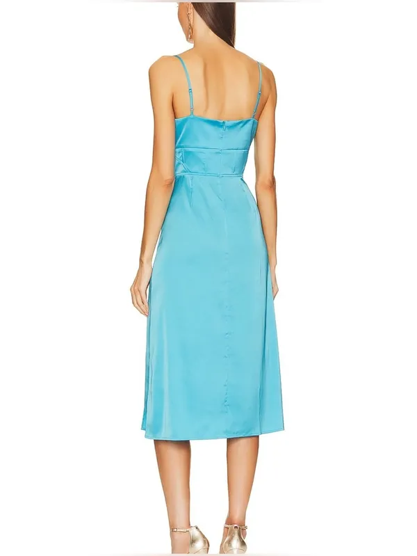 Steve Madden Size S Blue Drape Front Corset Satin Slip Dress - Image 3