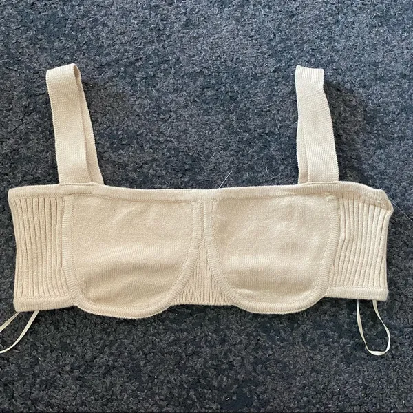 We Wore What Danielle Bernstein  Sweater bralette crop top - Image 4