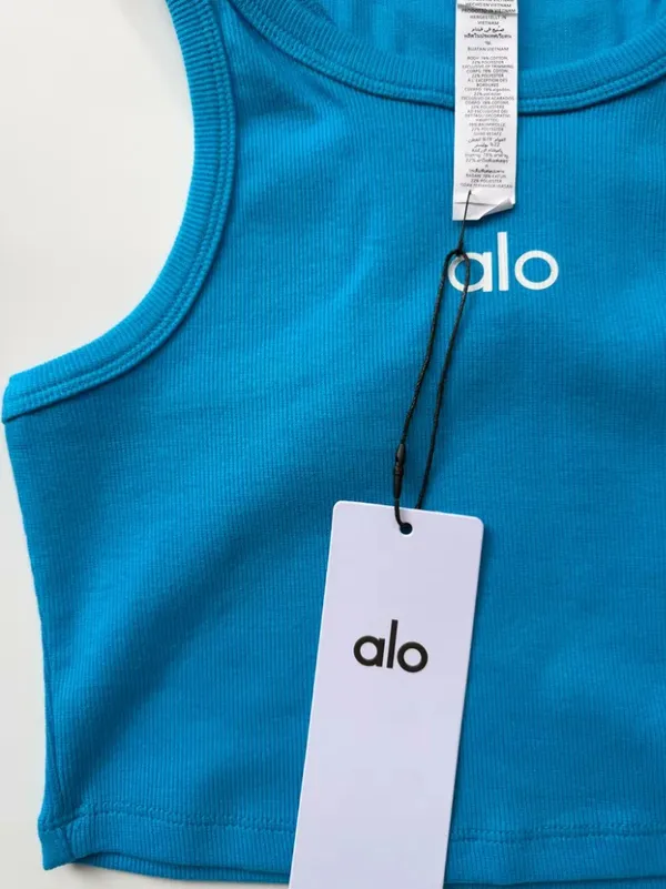 Alo Yoga Ribbed Cropped Racerback Sports Bra (Size S) - Image 3