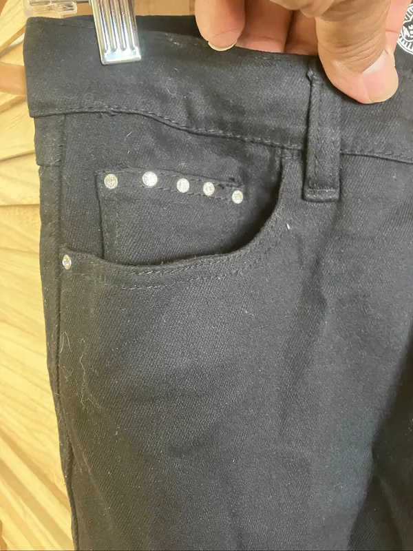 Ethyl Classic Black Studded Pocket Jeans 6 - Image 4