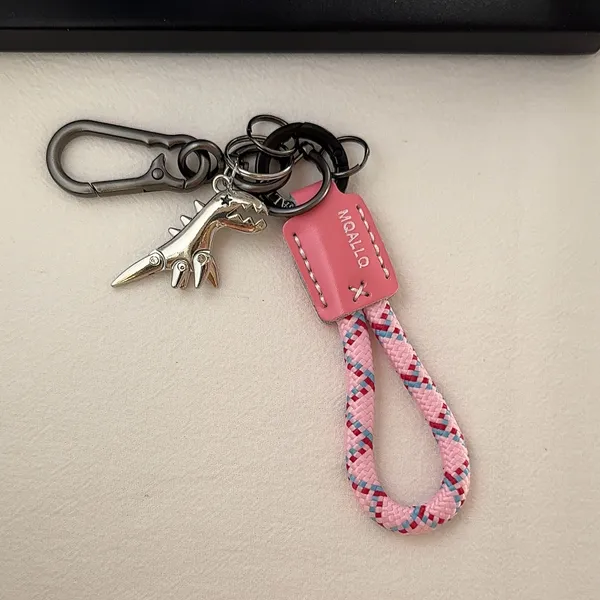Dinosaur Car Keychain for Men Women Braided Rope Carabiner Keychain Bag Charm - Image 4