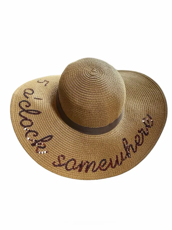 Sun ‘n’ Sand HEADWEAR ‘5 O’clock Somewhere’ Embroidered Sequence Brown Hat - Image 3