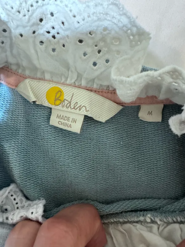 Boden blue polka dot sweatshirt with lace trim #polkadot #lacetrim #sweatshirt - Image 4