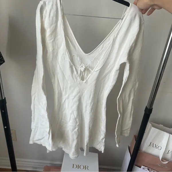 Meshki White Long Sleeve Coverup Dress - Image 6