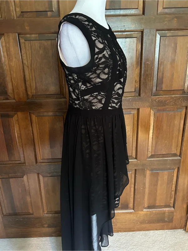 Nightway Size 10 Black Lace Hi-Lo Dress Whimsigoth Fairy Cocktail Sleeveless‎ - Image 4